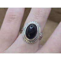 Echt zilveren ring met veer band en amethist steen